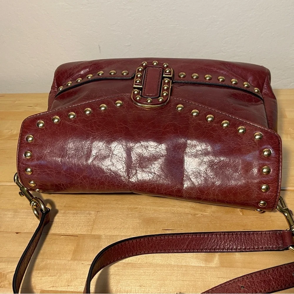 The Marc Jacobs Red Leather Studded Envelope Crossbody Bag